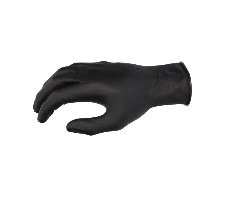 [S110M] 50 Gants Nitrile Diamant Noirs 24cm - Taille M